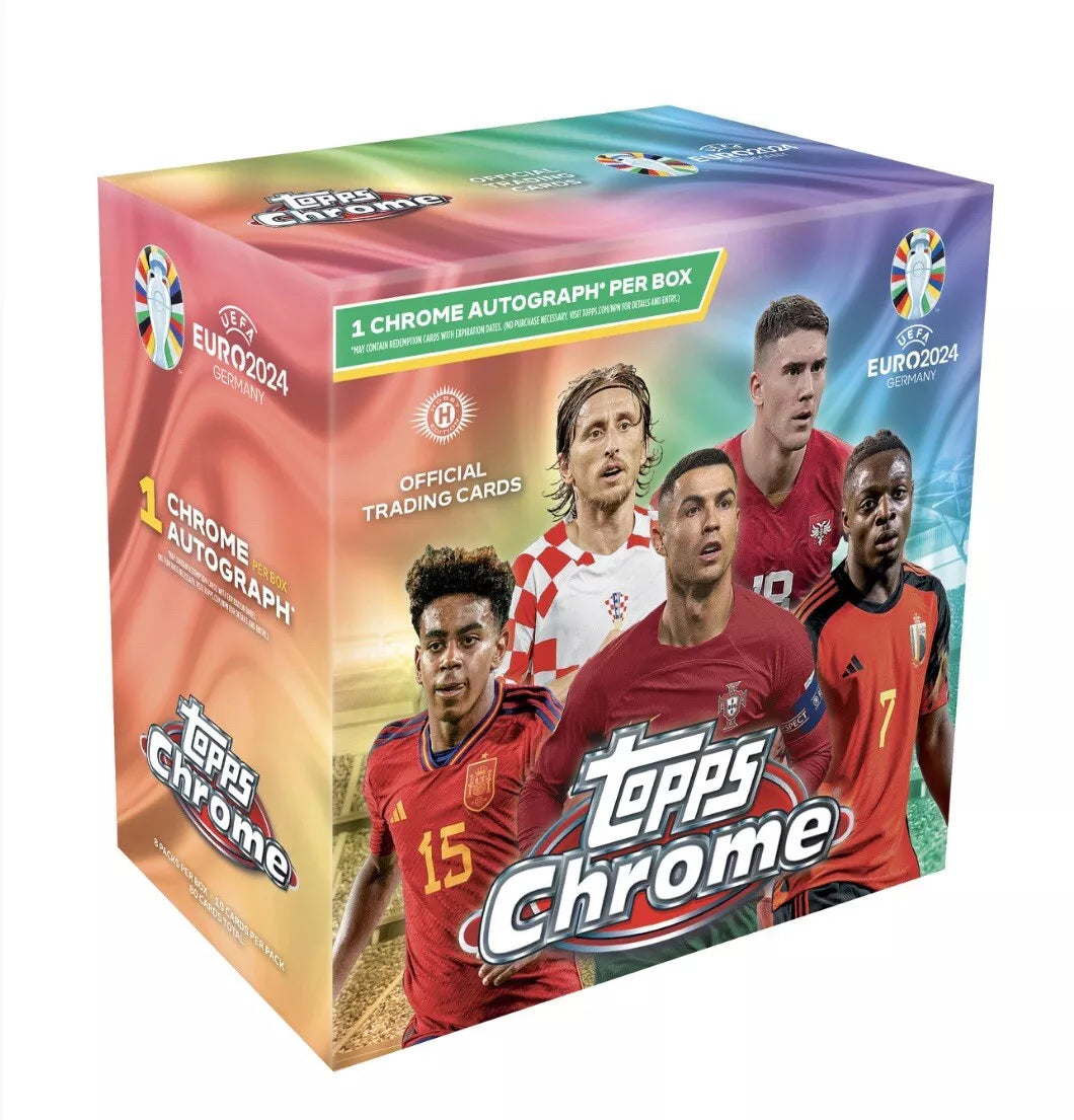Chrome UEFA EURO 2023-24 Hobby Topps Box da 8 Bustine da 10 Carte