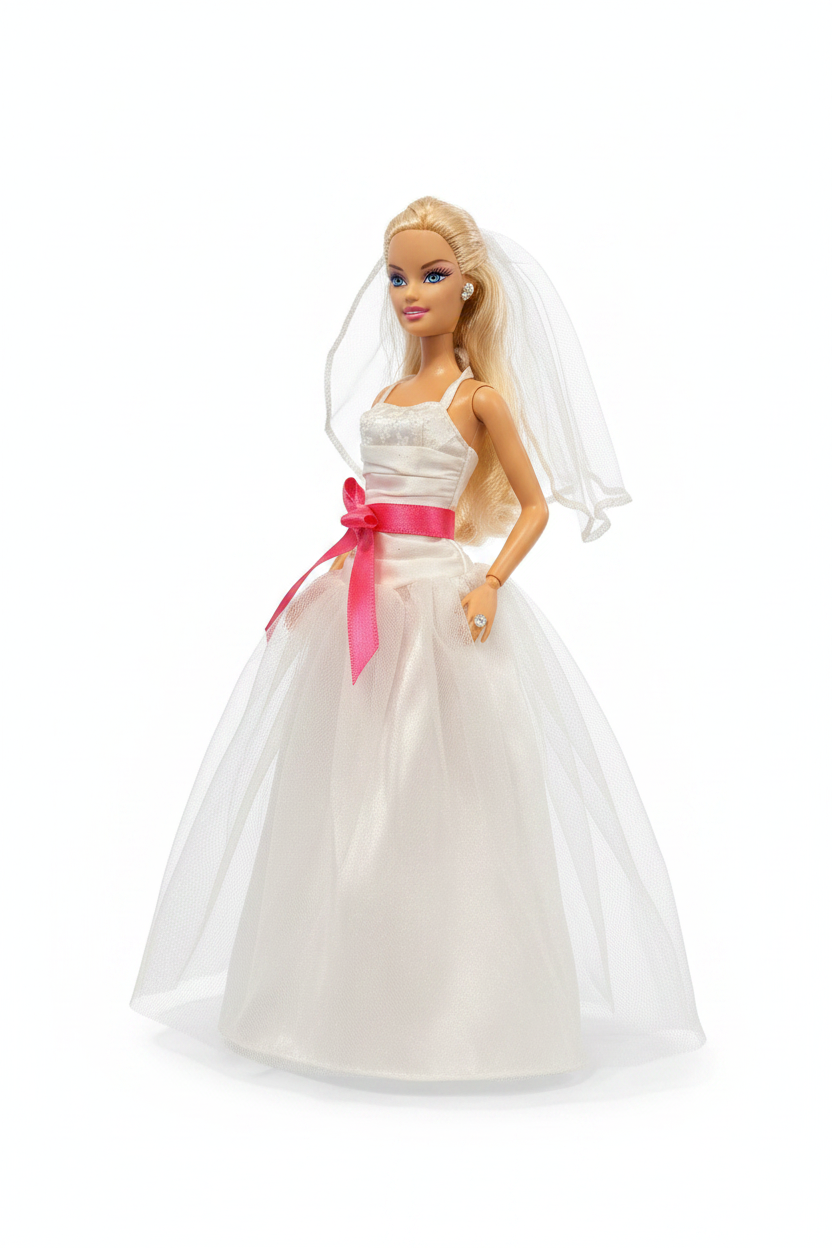 Barbie Sposa – Abito da Sposa Bianco con Fascia Rosa | Mattel